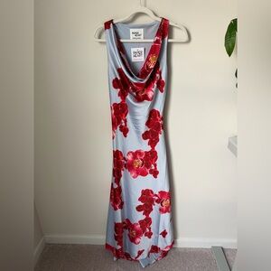 Viral Paper heart orchid blue draped maxi dress